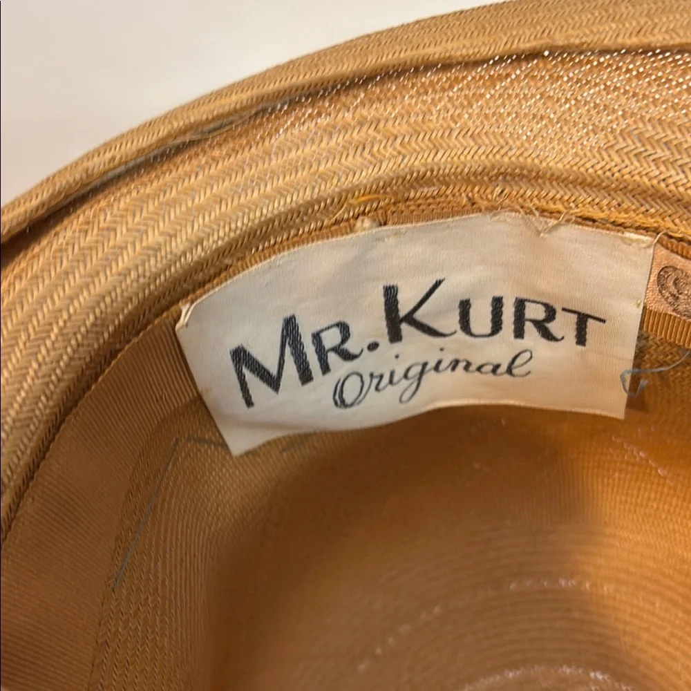 Vintage Mr Kurt Original  Union Made Straw? Cloche Hat with Tulle and Flowers